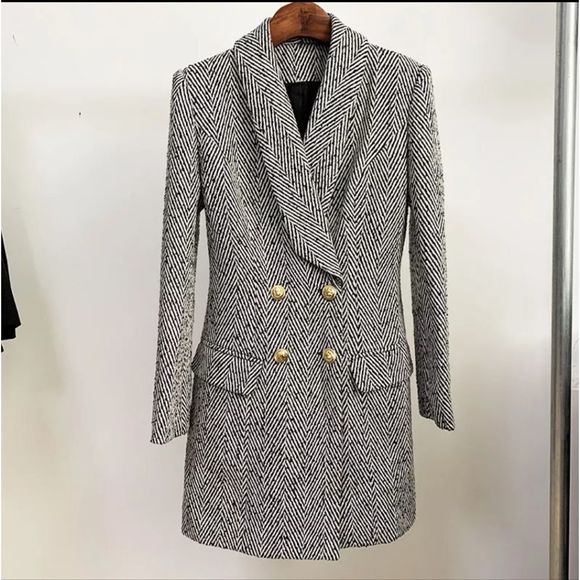 Gracy's Fashion Jackets & Blazers - Double breasted striped wool coat